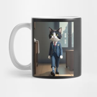 Cat Wearing a Suit - Modern Digital Art Mug